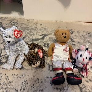 Ty Plush Toy- the Benie Babies Collection - White, Brown, Leopard, Patriotic